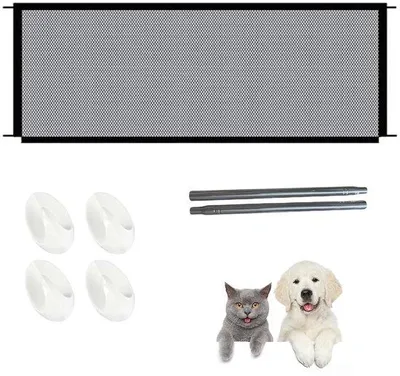 Obrázok produktu pre Ibenzoa® Odnímateľná zábrana na dvere a schody, 180 x 72 cm – Bezpečnostná sieť pre deti a domáce zvieratá, bez vŕtania, pre vnútorné aj vonkajšie použitie, sivá