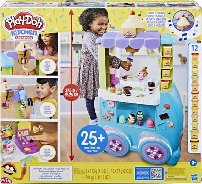Produktbild von Hasbro F1039 - Play Doh - Spielset, großer Eiswagen mit Musik und 12 Dosen Knete