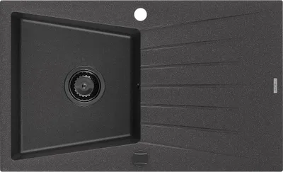 Produktbild von Mexen Cesar Granitspüle mit einem Becken und einer Abtropffläche 775 x 470 mm, Schwarz gesprenkelt, Siphon Schwarz - 6514771010-