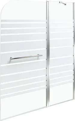 Obrázek produktu pro BELIANI Sprchová zástěna do vany s dvířky stříbrná transparentní tvrzené matné sklo hliněná nerezová destička 140 x 100 cm nastavitelný minimalismus
