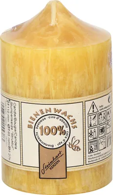 Produktbild von 100% Bienenwachs Stumpenkerze "Struktur" Honig 110 x Ø 65 mm