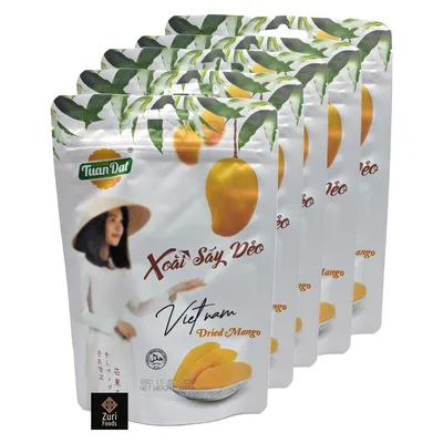 Produktbild von Mangoscheiben Soft Dried – 5 x 100g – Getrocknete Mango | Weiche chunks | Xoài sấy dẻo, von Tuan Dat, inkl. Zuri Foods Aufkleber (500 g)