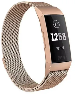 Produktbild von CHPN – Uhrenarmband passend für Fitbit Charge – Milanaise-Armband für Fitbit Charge 3/4 – Größe S – Roségoldfarben – Schickes Fitbit-Armband – Milanese – Angesagtes Fitbit-Armband