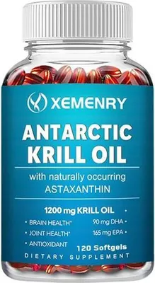 Obrázok produktu pre Antarktický krilový olej 1200 mg (120 kapsúl) Výživový doplnok, Mozog, Pamäť, Kĺby, Kosti
