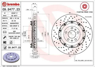 Produktbild von Bremsscheibe BREMBO 09.9477.23
