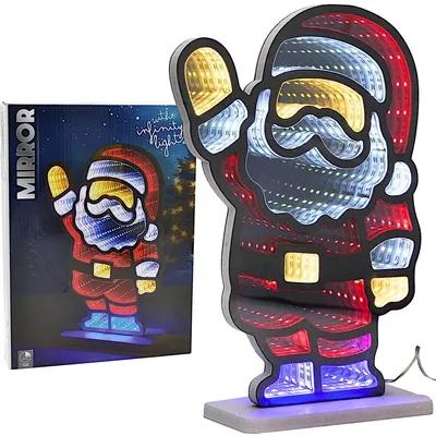 Obrázek produktu pro LED vánoční dekorace, zrcadlový Santa Claus, 154 LED diod, časovač 6/18 hodin, vícebarevné, napájení na baterie