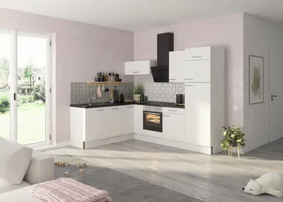 Produktbild von Optifit Winkelküche ohne Geräte Bengt932 270 cm weiß matt zerlegt Variante rechts KCBE 2720ROE-8+
