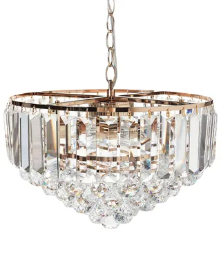 Produktbild von BELIANI Kronleuchter Gold Metall mit Transparenten Kristallen ⌀ 40 cm 5-Flammig Glamour Stil Wohnzimmer Esszimmer Beleuchtung Ausstattung