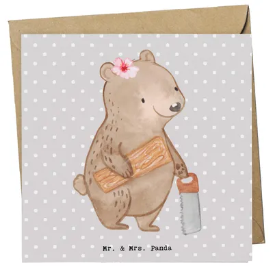 Produktbild von Mr. & Mrs. Panda Glückwunschkarte Schreinerin Herz - Grau Pastell - Geschenk, anlasskarte, Grußkarte, faltkarte, Klappkarte, doppelkarte