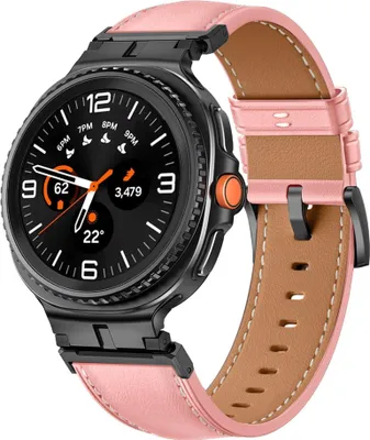 Image de Pour Samsung Galaxy Watch 8 / 8 Classic Bracelet en cuir avec connecteur métallique rose / noir