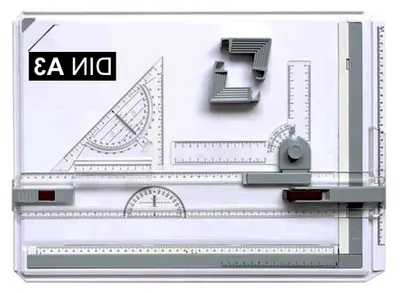 Produktbild von Zeichenplatte DIN A3 mit Schiebelineal und Zubehör - Präzisions-Zeichenbrett für Ingenieure, Architekten und Studenten