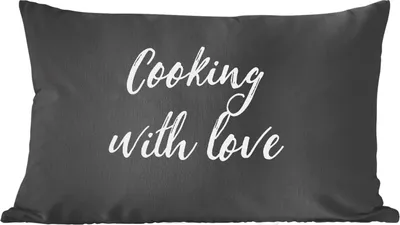 Produktbild von MuchoWow® Zierkissen Sofakissen Wohnzimmer Dekokissen 60x40 cm Zitate - Kochen - Liebe - Sprichwörter - Kopfkissen - Polster mit Foto
