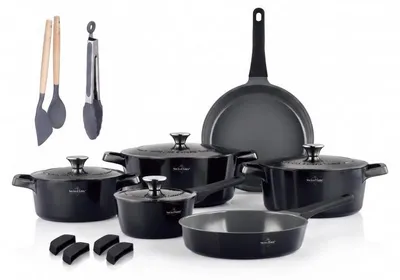 Image de Batterie de cuisine 17 pièces Tous feux dont induction Noir Swiss Haus SH-ZL3017B