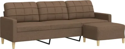 Produktbild von 3-Sitzer-Sofa mit Hocker Braun 210 cm Stoff