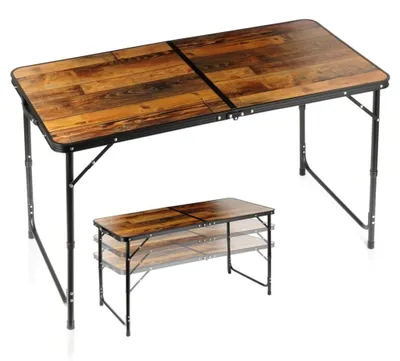 Produktbild von Klappbarer Campingtisch aus Aluminium, höhenverstellbar, 120 x 60 cm