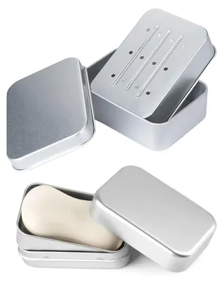 Produktbild von Seifendose aus Aluminium - Mit Abtropfgitter und wasserdichtem Verschluss - Für Reisen und Badezimmer - 2 Stück