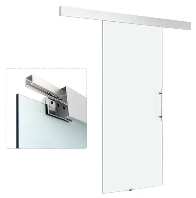 Productafbeelding van HOMCOM Schuifdeur van glas, schuifdeur, binnendeur met handgreep, 90 x 205 cm