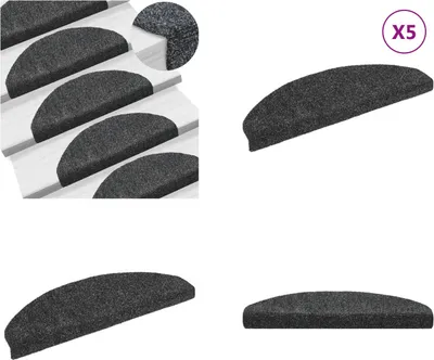 Obrázok produktu pre vidaXL Samolepiace rohože na schody 5 ks. Tmavo šedá 65x21x4 cm - rohože na schody - rohože na schody - koberčeky na schody - dekorácie na schody