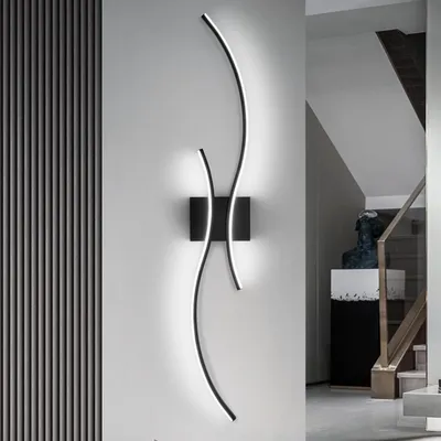 Productafbeelding van Comely LED wandlamp voor binnen, 27W, lange wandlamp, zwart, 80 cm, 6500K – Zwart - 6500K