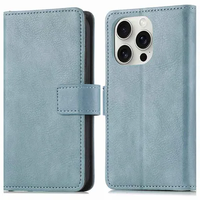 Imagen del producto de Funda Tipo Libro de Lujo para Apple iPhone 16 Pro - Azul claro