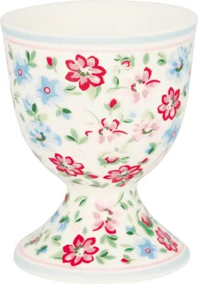 Produktbild von Greengate Eierbecher LOUISA Weiß mit Blumen Porzellan