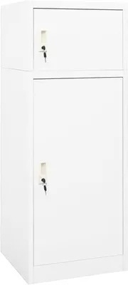 Produktbild von Sattelschrank, Werkstatteinrichtung, Metallschrank, Stahlschrank, Werkzeug Schrank, Aktenschrank, Werkzeugschränke, Büroschrank, Weiß 53x53x140 cm Stahl