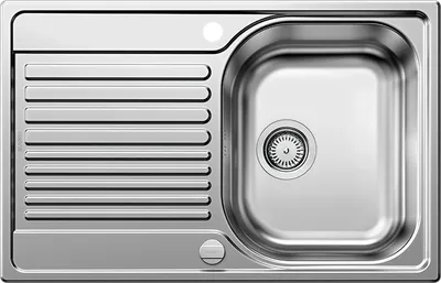 Produktbild von Blanco Einbauspüle Tipo 45 S Compact - Spüle mit Abtropffläche - Waschbecken reversibel mit Ablaufgarnitur und Drehknopf, Edelstahl