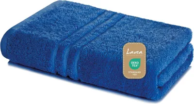 Produktbild von Lavea® Badetuch 100 x 150 cm Baumwolle, saugstarkes Duschtuch groß, Frottier Elena, Duschhandtuch, weich, waschbar 60 °C, trocknergeeignet, Royalblau