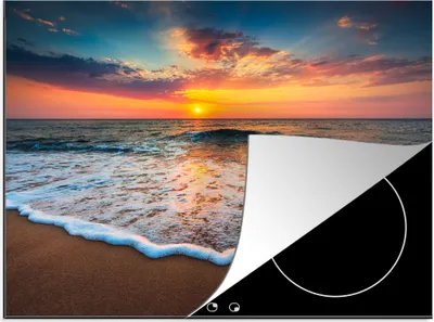 Produktbild von KitchenYeah© Herdabdeckplatte Strand - Meer - Sonnenuntergang , 75x52cm, Küche Deko, Glaskeramikkochfeld Herdabdeckung, Abdeckplatte fùr Kochfeld