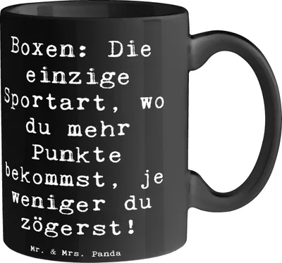 Produktbild von Mr. & Mrs. Panda Kaffeetasse Spruch Boxen Schnell Entscheiden - Schwarz - Geschenk, Sportler Geschenke, Kontrahenten, Kreativität, Teetasse, Inspiration, Sport, haferl