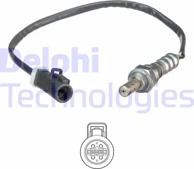 Produktbild von DELPHI Lambdasonde für FORD Fiesta Mk6 Schrägheck (JA8, JR8) nach-Kat Beheizt 350mm ES21085-12B1