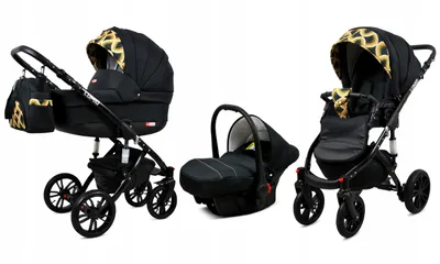 Produktbild von BabyLux® Lumio | 3in1 Kinderwagen Bambimo | Gold Rainbow | Kombikinderwagen | Kinderwagenset | Buggy