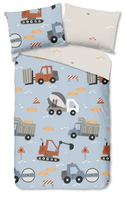 Productafbeelding van Good Morning Kinderdekbedovertrek "Mack" - Blauw - (140x200 cm) - 100% Katoen