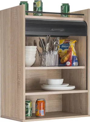 Produktbild von SIMMOB Küchenschrank Oberschrank Schrank Hängeschrank Rollladentür H. 76,6 cm, Farbe:Eiche