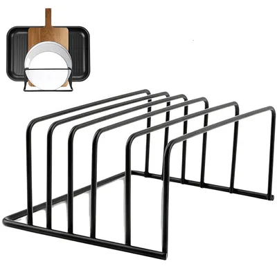 Produktbild von Schneidebrett-Organizer, Schneidebretthalter mit 5 Schlitzen, Metall-Schneidebretthalter für Schneidebretter, Tabletts, Backbleche, Küchenhelfer