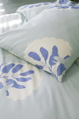 Produktbild von Walra Bettwäsche Remade Romantic Leaves Blau - 155x220 cm