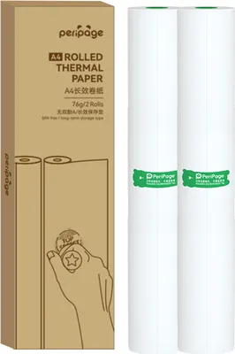 Obrázek produktu pro PeriPage 2 role termopapíru, kompatibilní s tiskárnou A40, 10-15 obrázků, odolný, ideální pro fotografie, účtenky, poznámky, soubory PDF, tisk webových stránek, okamžitý, 210 x 30 mm, 7,45 m/24,4 stopy