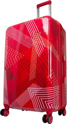 Produktbild von Monopol Reisekoffer Hartschale Rot 76 cm Motiv Ravenna, austauschbare Rollen, Griff und Schloss, beidseitig bepackbar, integriertes Zahlenschloss, 4 Doppelrollen (360° drehbar), Dehnfalte für mehr Packvolumen, Reißverschluss-Trennwand mit Netztasche, Kreuzspanngurt, Innenfutter mit Reißverschluss-Extrafach, Teleskop- und Tragegriffe.
