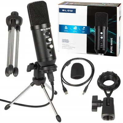 Produktbild von Blow USB-Mikrofon mit Tripod und Echo, Lautstärke-Regelung, Kopfhöreranschluss