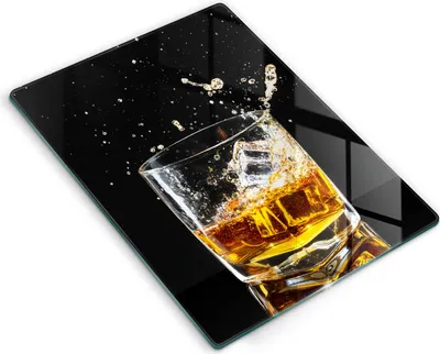 Produktbild von Glasschneideplatte - Herdabdeckplatte - 40x52 cm - Schneidebrett - Spritzschutz - Ein Glas Whisky