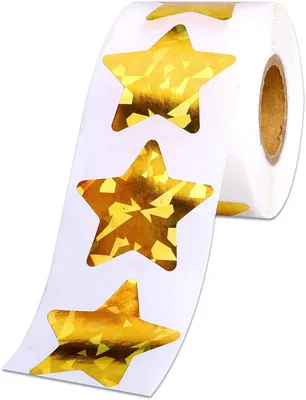 Productafbeelding van Holografische gouden ster stickers, 2,5 cm, zelfklevend (500 stuks)