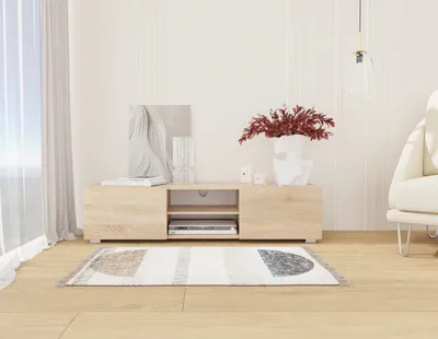 Produktbild von TV Lowboard / Sideboard 140 cm breit Hängeschrank Fernsehschrank TV Kommode mit 2 Türen und offenem Fach Sonoma Eiche