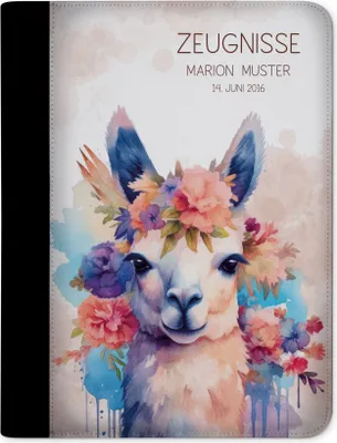 Produktbild von Zeugnismappe, Dokumentenmappe, Ordner A4, Giraffe Blume mit Klarsichthüllen