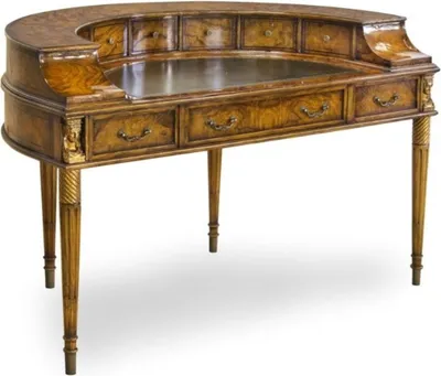 Produktbild von Casa Padrino Luxus Jugendstil Mahagoni Schreibtisch mit 10 Schubladen Braun / Antik Gold 145 x 80 x H. 90 cm - Luxus Qualität