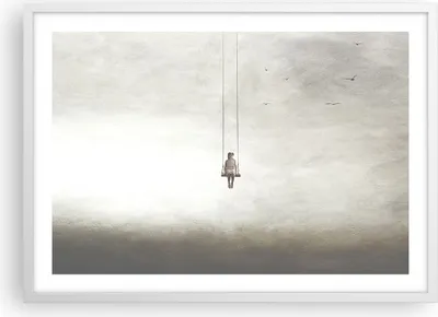 Produktbild von Gerahmtes Poster - Weißer Rahmen - Schwingen rein Wolken - 70x50 cm - Wand Bild - Wanddeko - Wandbilder - Kunstposter - Wandposter - Bilderrahmen - Bilder - Kunstdruck - P2WAA70x50-4875