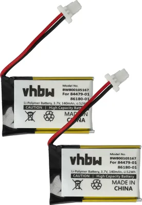 Produktbild von vhbw 2x Akku Ersatz für Plantronics 84479-01, 86180-01 für Wireless Headset Kopfhörer (140 mAh, 3,7 V, Li-Polymer)