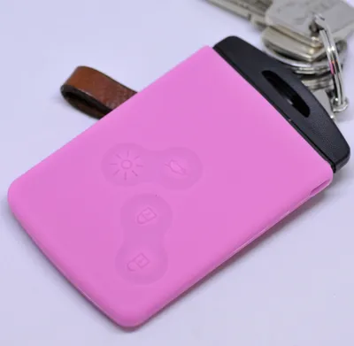 Produktbild von Auto Schlüssel Hülle Silikon Schutz Cover Rosa kompatibel mit Renault Captur Clio Grand Scenic ZOE Schlüsselkarte 4 Tasten KEYLESS SMARTKEY