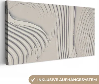 Produktbild von MuchoWow® - Leinwandbilder - Abstrakt - Kunst - Linien - Weiß, Wandbild, Wanddeko Bilder Wohnzimmer, 80x40 cm