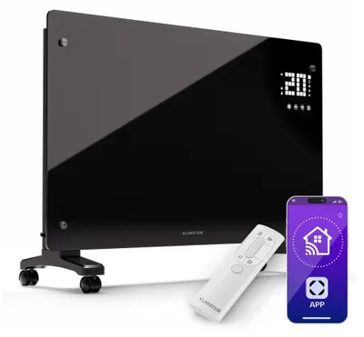 Image de Klarstein Chauffage électrique, Convecteur 2500 W Chauffage autonome & mural, Chauffage électrique à économie d'énergie avec contrôle par appli & roulettes, Chauffage électrique, Radiateur électrique avec thermostat