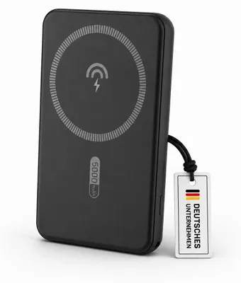 Produktbild von Powerbank MagSafe Magnet 5.000 mAh / 10.000 mAh mit Externer Akku mit USB-C Anschluss kabelloser Ladefunktion – Schwarz / 5.000 mAh